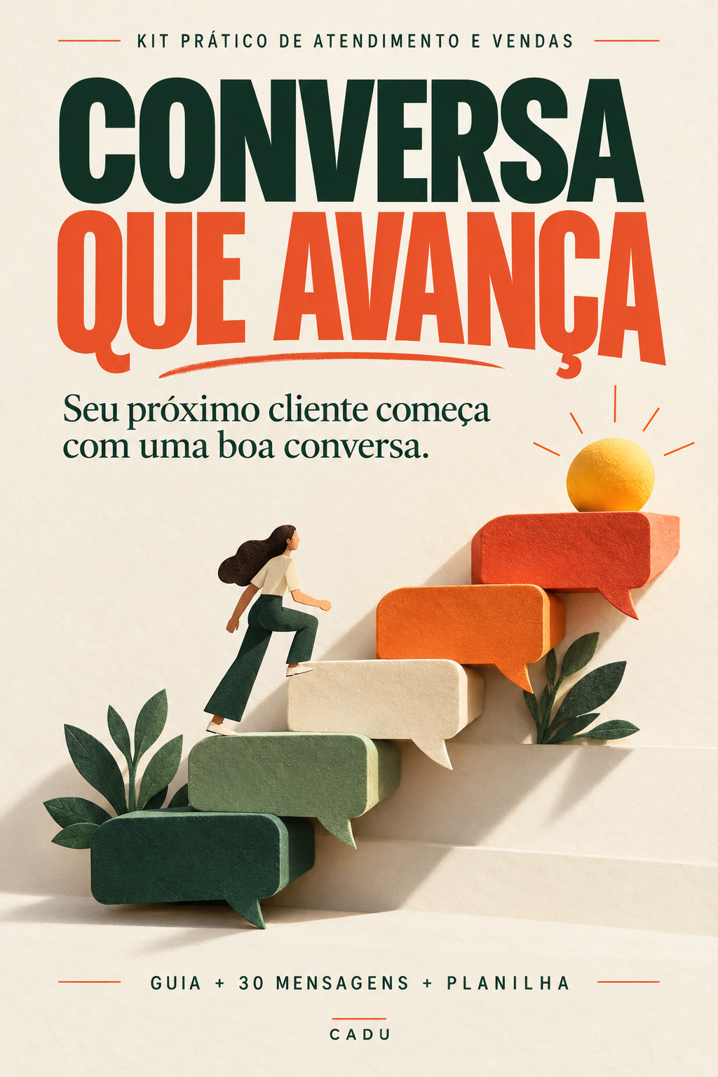 Capa do kit Conversa que Avança, com ilustração de degraus formados por balões de conversa